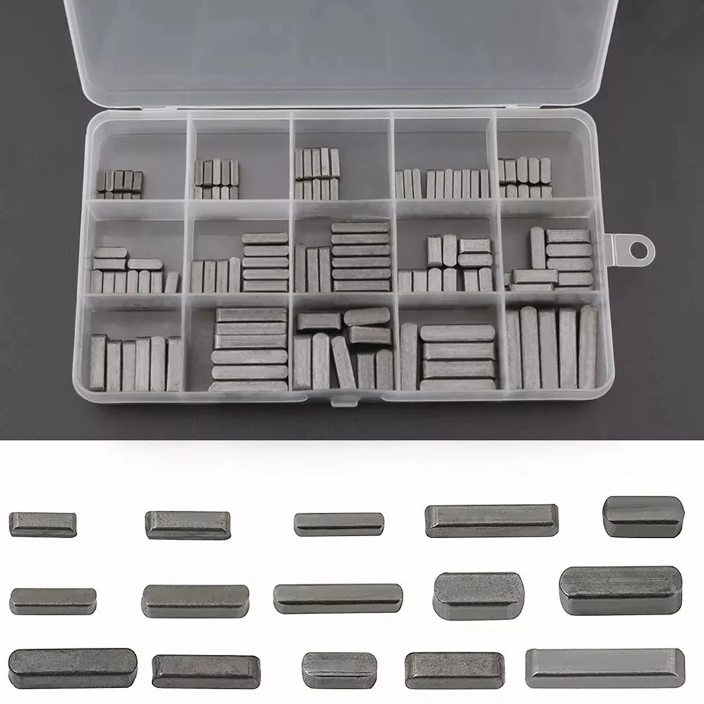 Steel Machine Keyway Assortment, 140PCS 8-30mm Parallel Drive Shaft Key Round Ended Key for Shaft Type Fastening Connection