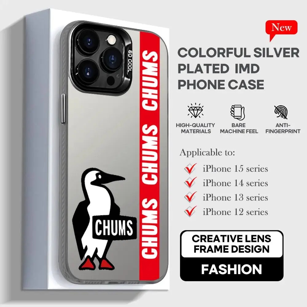 Clothing Brand fashion C-Chums Phone Case black IMD Colorful Phone CaseSilver Suitable for iPhone 16 15 14 13 12 11 XS Pro Max