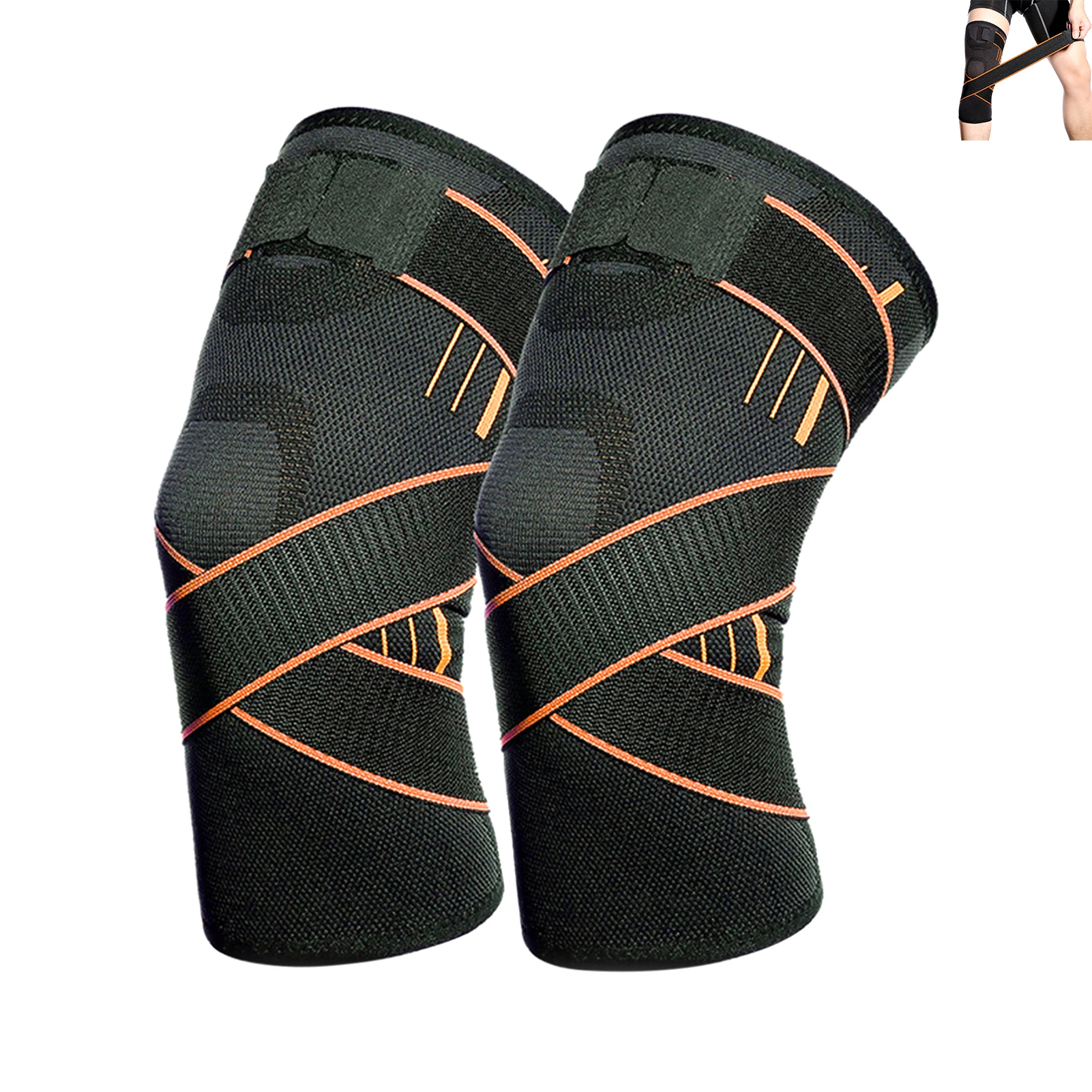 Running Gear For Knee Pain - สนับเข่าสำหรับวิ่งแบบมืออาชีพ พร้อมสายรัดและปลอกรัดกระชับ สำหรับรองรับการฉีกขาดของหมอนรองกระดูกเข่า บรรเทาอาการปวดข้อ อุปกรณ์กีฬา