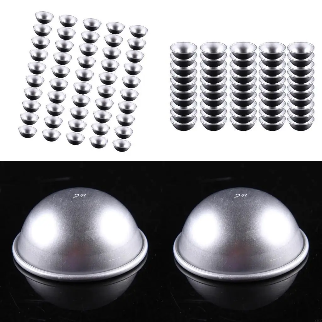 50Pcs Aluminum Hemispheres Cake Pans Creative Baking Mould for Puddings Dessert X3UC