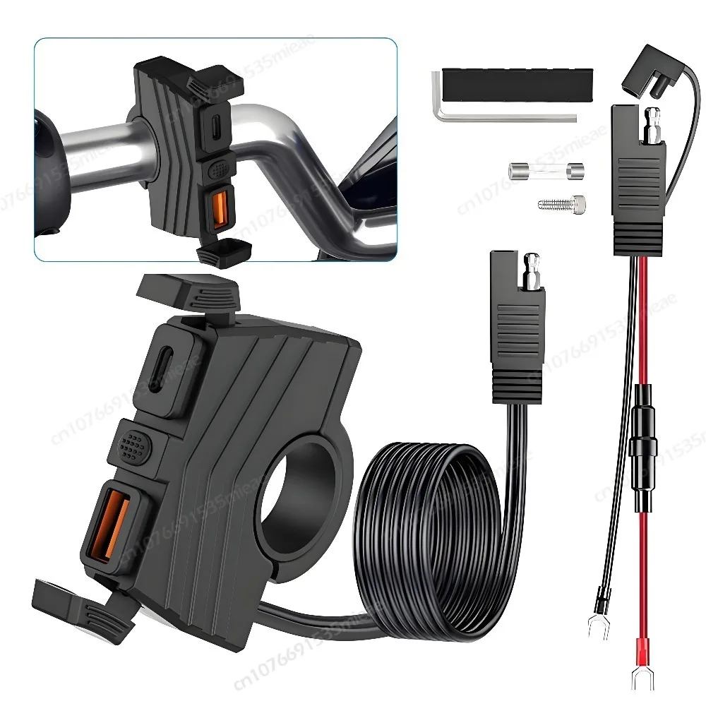 

Motorcycle QC3.0 Fast Charging Dual USB Charge Ports Phone Chargers PD3.0 Type-C Waterproof Handlebar Mounting Cellphone Charger