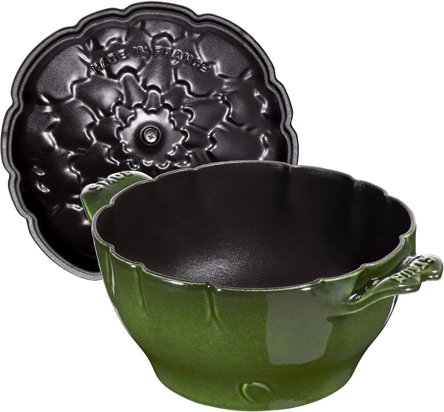 Staub Cast Iron 3-qt Artichoke Cocotte - Basil, Made in France