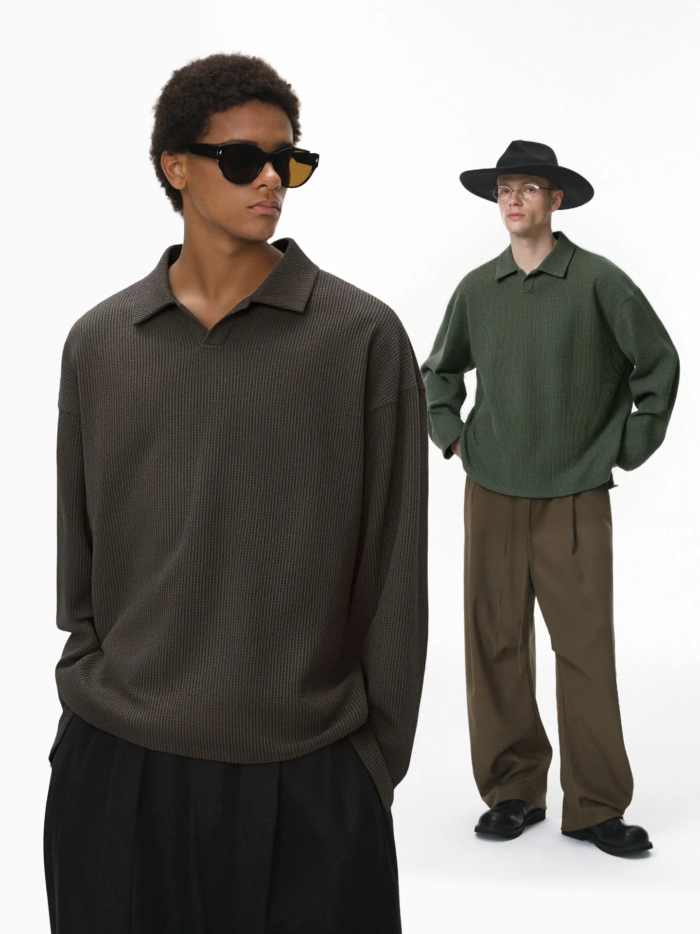 

Мужская повседневная футболка с длинным рукавом, модная, однотонная, с воротником, дышащая, влагоотводящая, стандартного кроя, из полиэстера