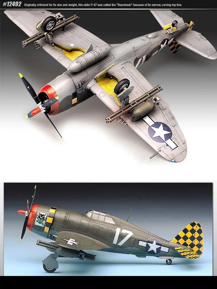 Academy Assemble Model Kit 12492 American P-47D Thunderbolt Pre-Production 1/72