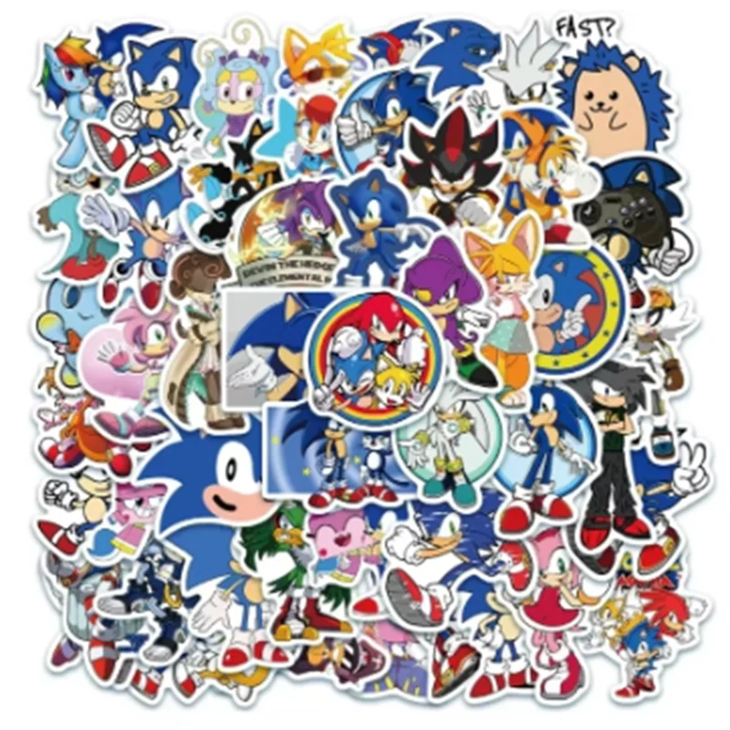 50 قطعة اليابان سونيك فلاش أنيمي ملصقات الكتابة على الجدران الهاتف الكرتون القنفذ ملصقات لعبة مائي الاطفال حفلة فيديو بطل لعبة لعبة #3