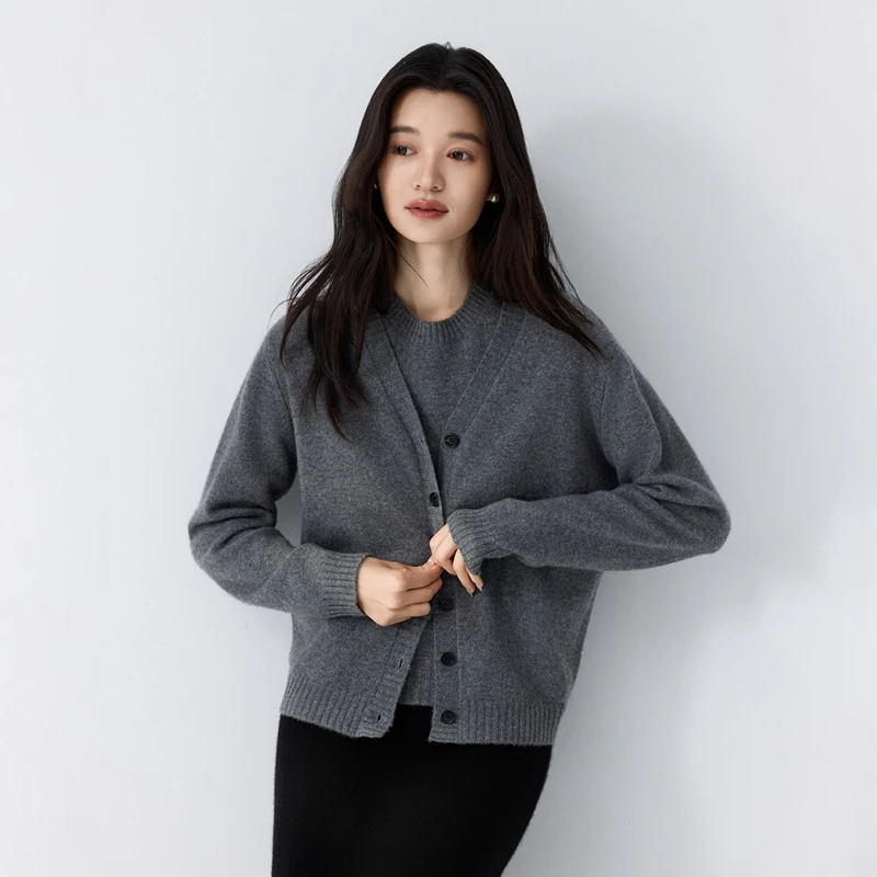 

Женский кардиган из 100% чистого кашемира, вязаная куртка, мягкая модная базовая осенне-зимняя женская одежда