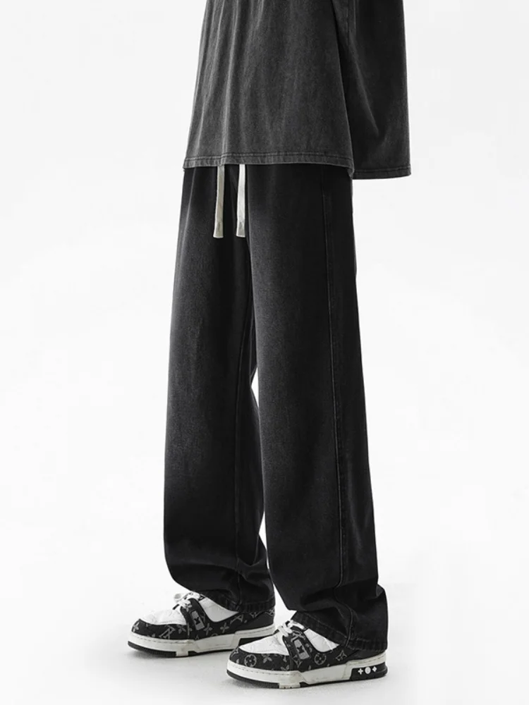 

Мужские джинсы прямого кроя, осенние, тонкие, новые, модные, свободные, в американском уличном стиле, длинные брюки, износостойкие, с микроэластаном