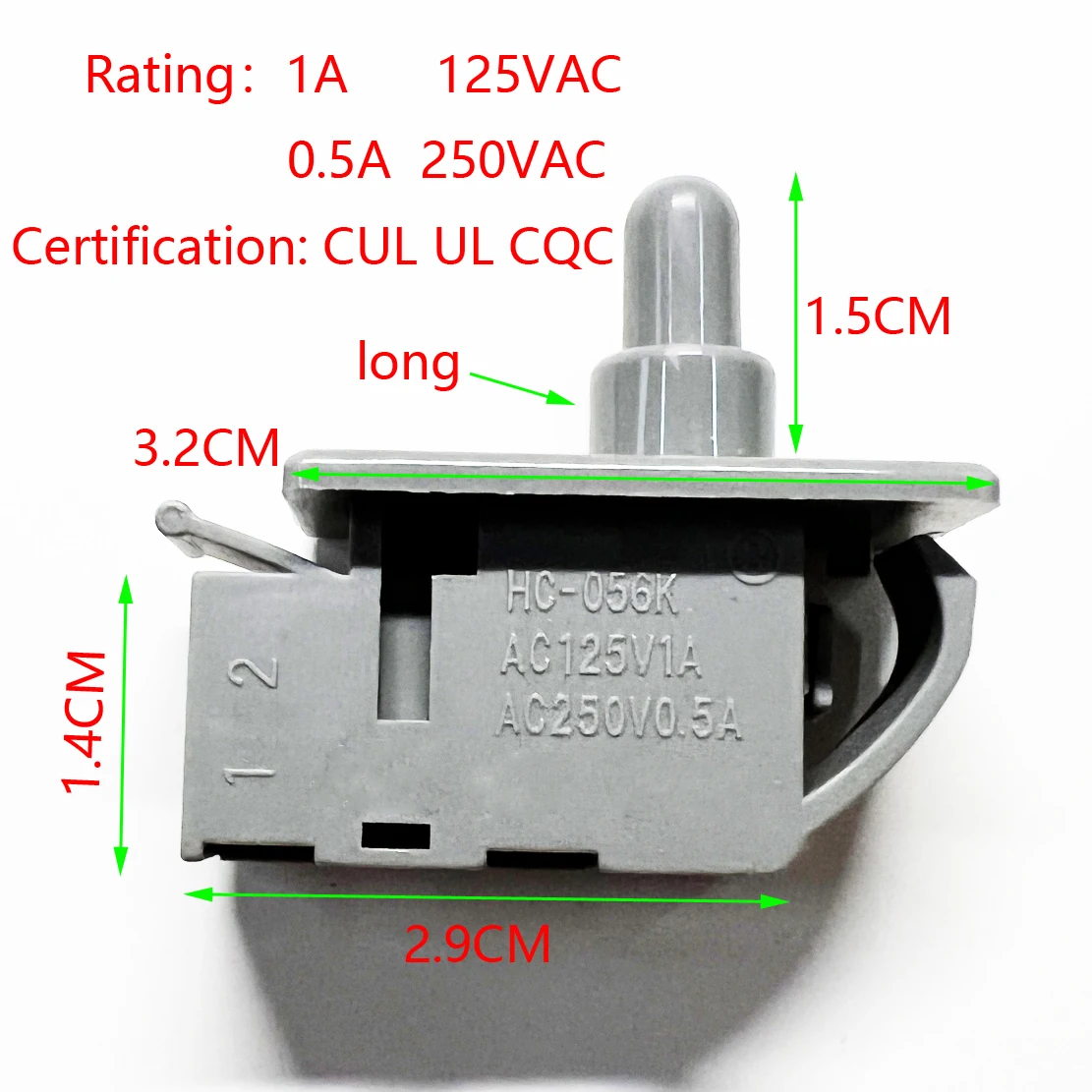 1pcs refrigerator spare parts door light control normally closing push button switch HC-056K 125V 1A-250V 0.5A image 3