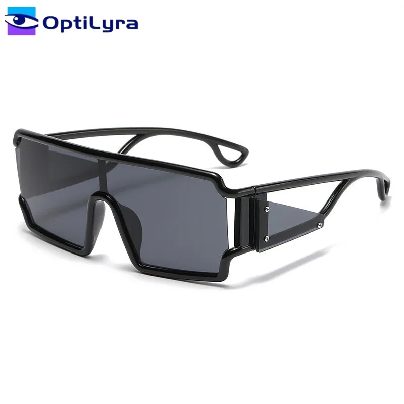 

OptiLyra Brand Fashion Retro Oversized Square Sunglasses Trendy Punk Style Glasses Men And Women Hollowed-Out Frame Sunglasses