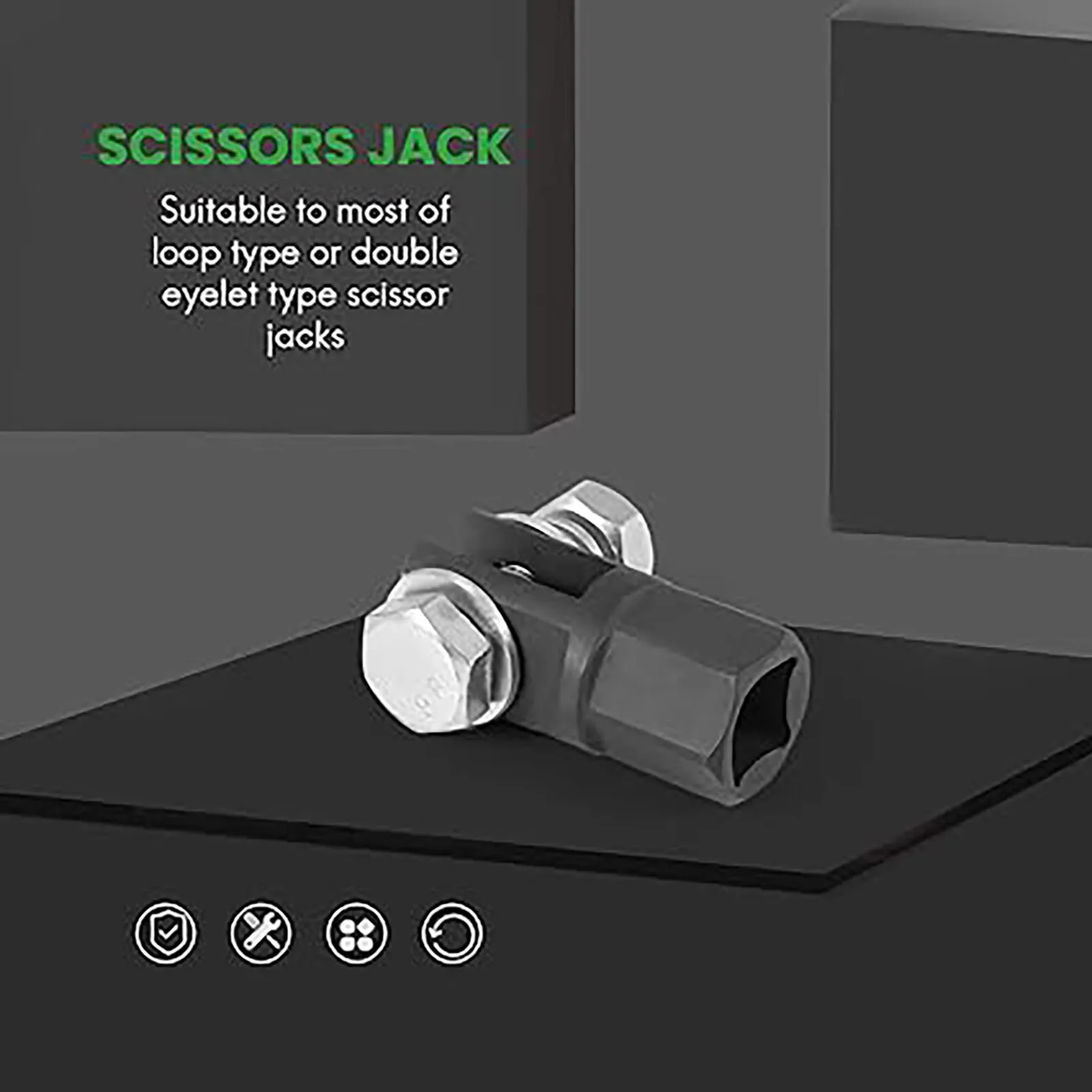 Efficient Scissor Jack Adaptor Heavy-Duty for Car Repair Chrome Vanadium Steel Socket Wrench Drill Tool Durable Professional