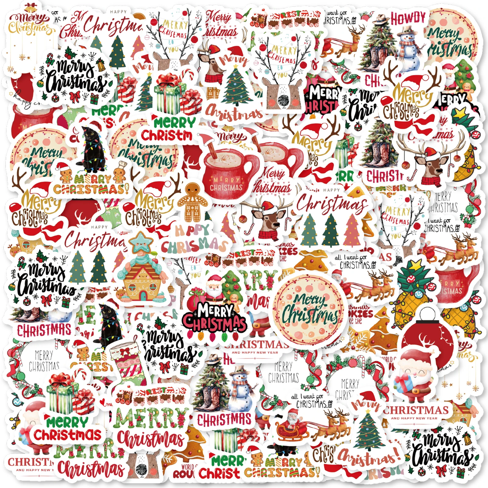 

46 шт. рождественские наклейки с граффити, украшения своими руками, багаж, ноутбук, чехол для телефона, чашка для воды, классические игрушки, водонепроницаемые наклейки из ПВХ