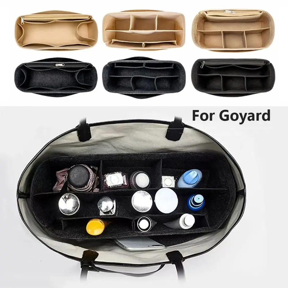 Simple Felt Handbag Insert Bag Multi-Pocket Bag Support Internal Bag Storage Organization Portable Purse Liner for Goyard