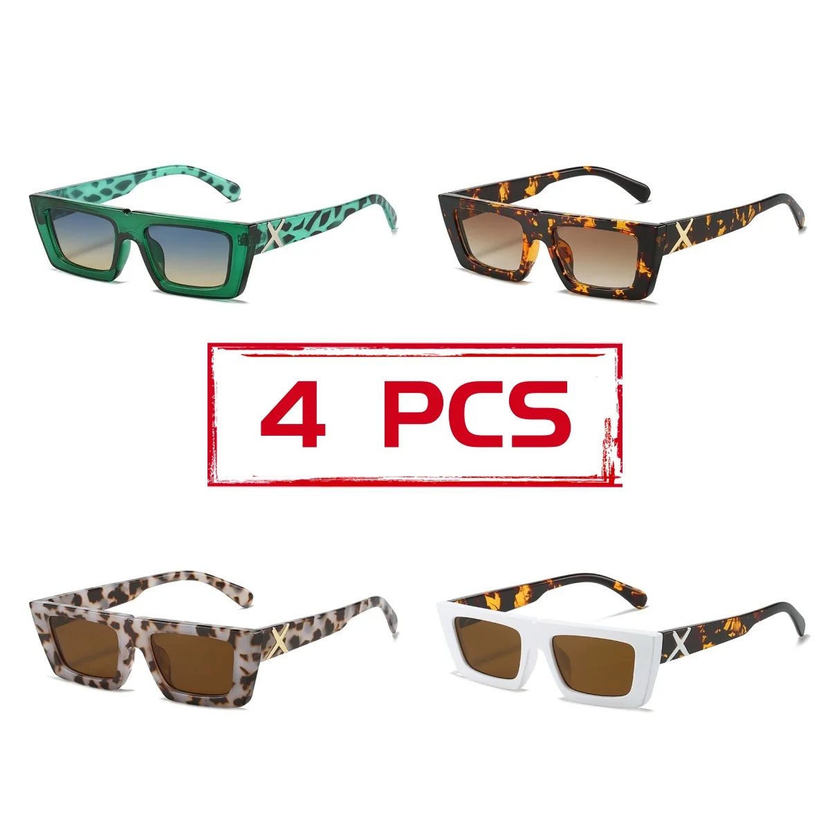 Small frame square personalised temples X modelling sunglasses ladies daily streetwear accessories men\'s UV protection driving
