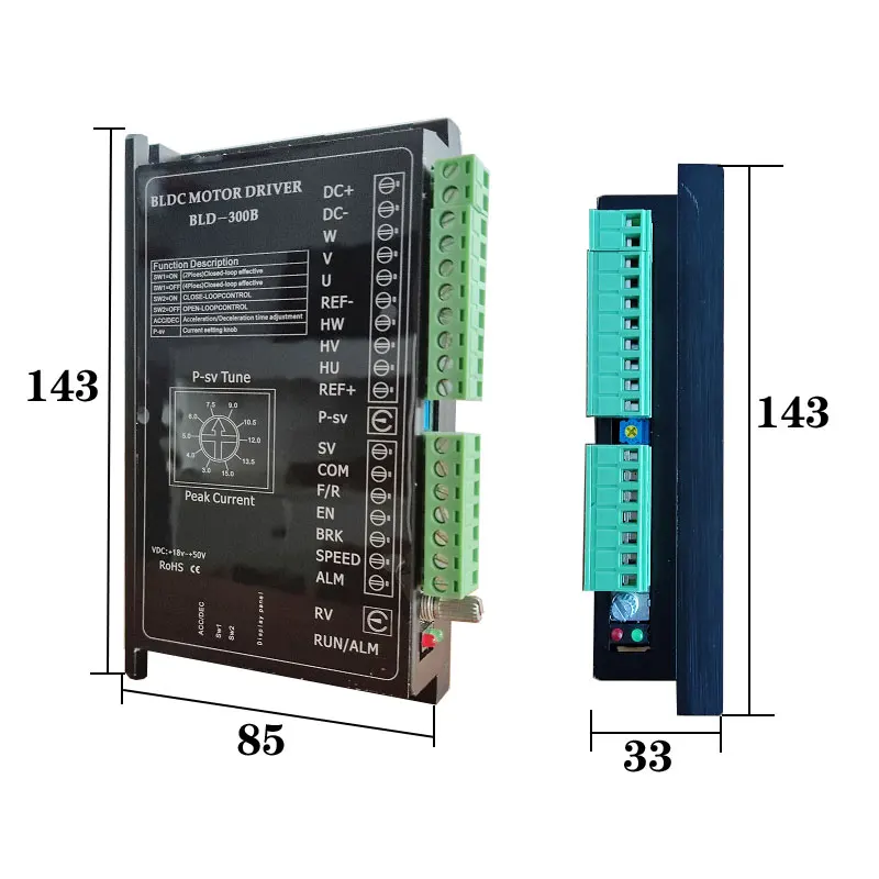 48V Brushless DC Motor Driver QW-BLD-300 BLDC Motor Controlador para BLDC 60/86 Flange Motor