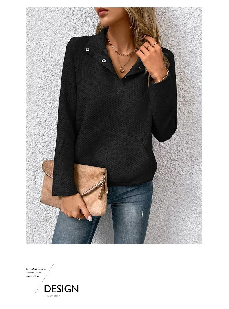 Casual Long Sleeve Hoodie Regular Fit Simple Style with Pocket Stand Collar Thin Regular Length Pullover Colorblock Women Hoodie