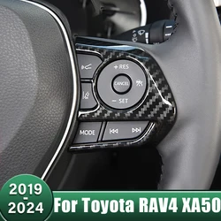 Car Steering Wheel Button Panel Cover Trim Sticker Accessories For Toyota RAV4 XA50 2019 2020 2021 2022 2023 2024 RAV 4 Hybrid
