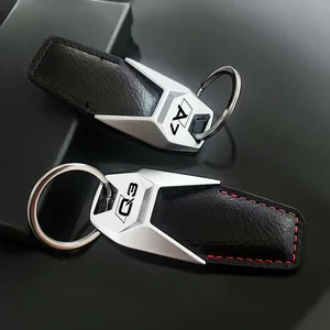 Zinc League Leather Car Keychain Keychain for Audi A4 A5 A6 A7 A1 A2 Q2 Q3 Q5 Q7 Q8 High quality car keychain current accessories 10 Main Sales Audi Keychain - №7