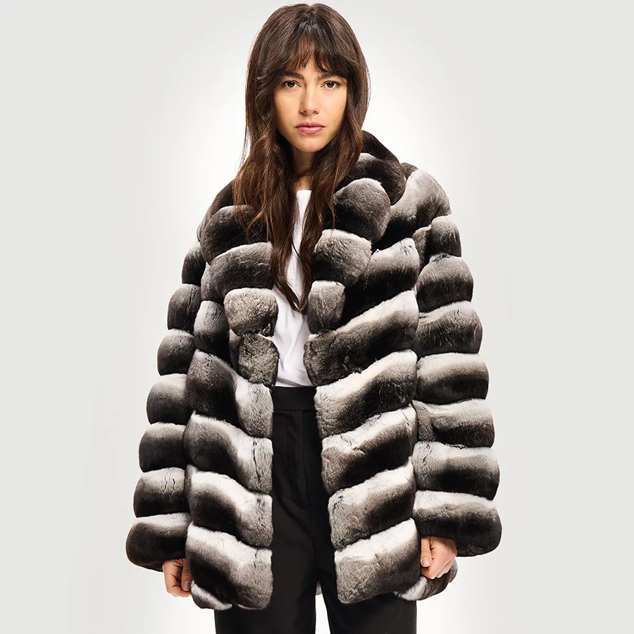 Nature Rex Rabbit Fur Jackets For Womens Real Rex Rabbit Fur Coat With Lapel 2024 New Arrivals Real Rabbit Fur Jacket