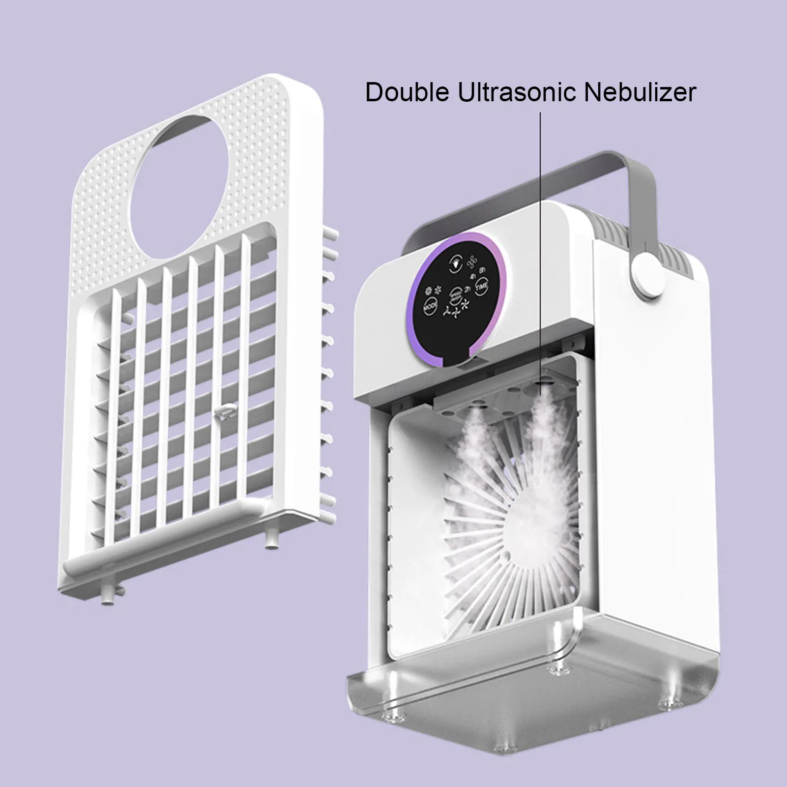 Evaporative Air Cooler 700ML Water Tank  USB Low Noise Portable Air Conditioner Fan with 7 Color Light for Bedroom