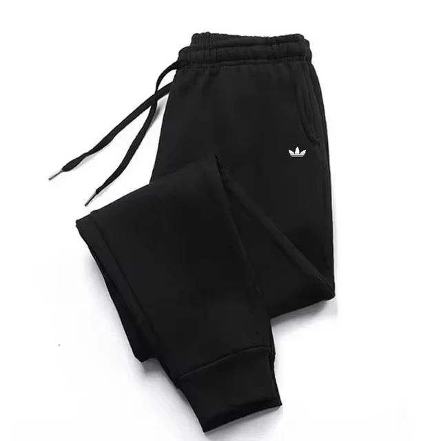 2026 Men Casual Jogger Pants Simple Trefoil Graphic Print Drawstring Sweatpants Autumn Winter Elastic Cuff Streetwear Trousers