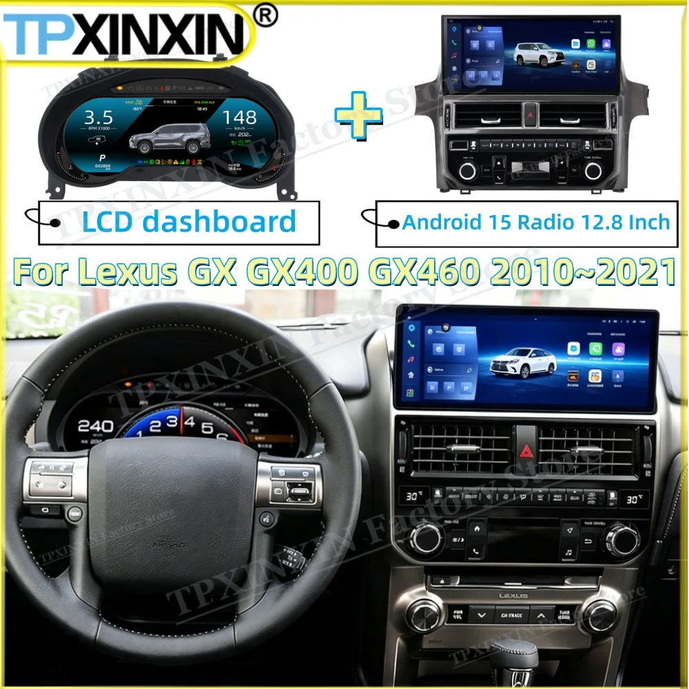Auto Gauge For Lexus GX GX400 GX460 2010~2021 LCD Digital instrument Cluster odometer Tachometer instrument Cluster 12.8 Carplay