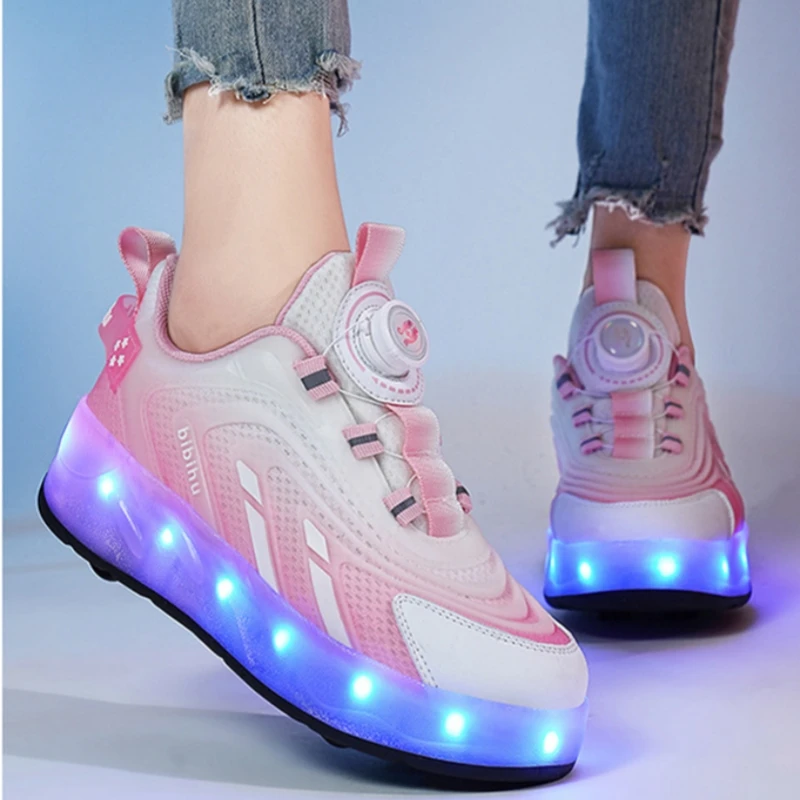 

Kids Outdoor Casual Fashion Led Light Rollerskate Child'S Deformation Parkour Shoes Sneakers For Girl From Teenager Unisex Gift