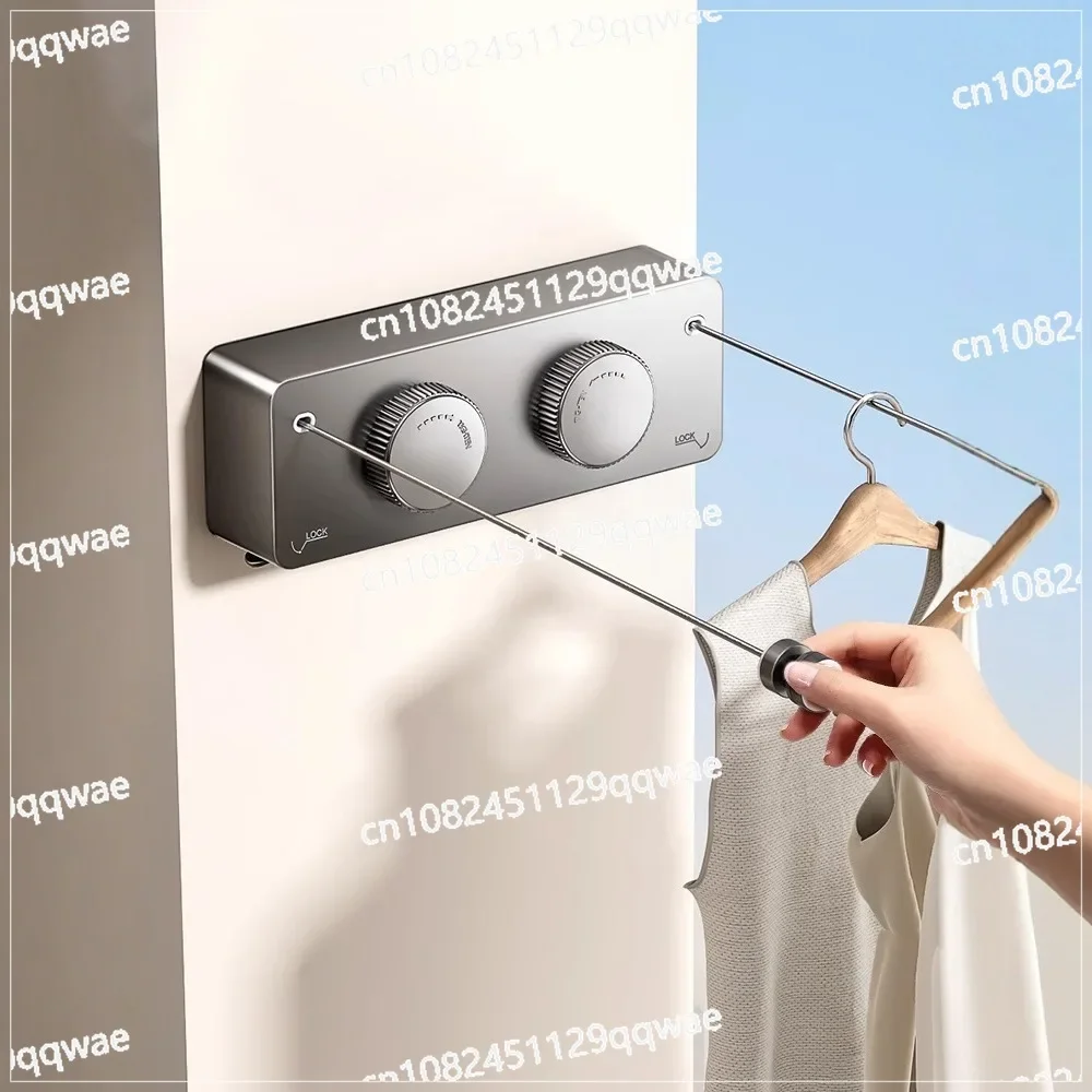Double rope invisible telescopic clothesline bathroom wall hanging clothesline living room balcony non-punching wire rope