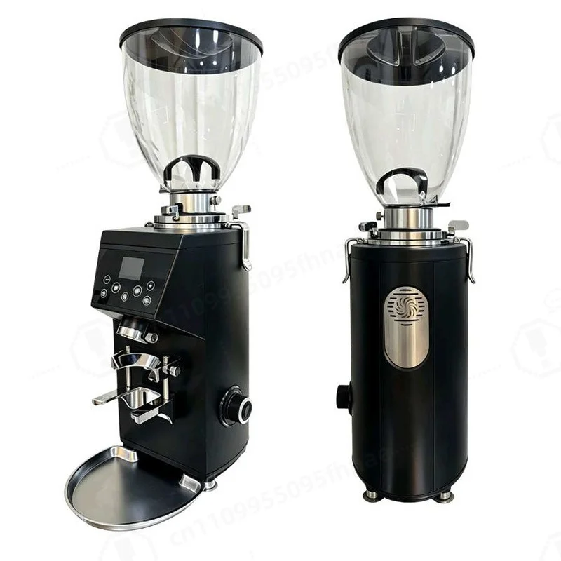 Commercial Flat Burr Coffee Grinder, Digital Automatic Timing Quantitative Espresso Bean Grinding Machine for Cafe Shop