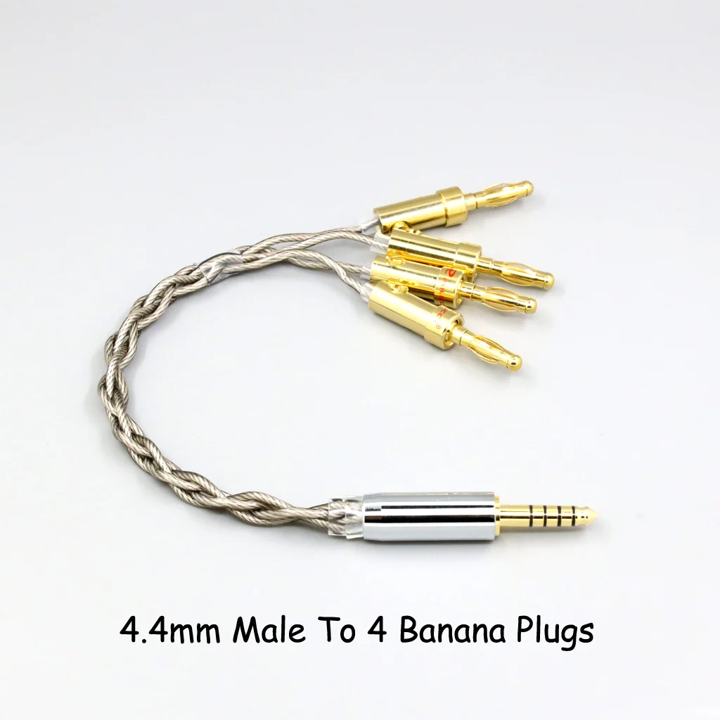 99 % reines Silber + Graphen versilbertes Schild-Kopfhörerkabel für XLR 6,35 mm 4,4 mm 3,5 mm männlich weiblich auf 4 Bananenstecker-Adapter – Detail 10