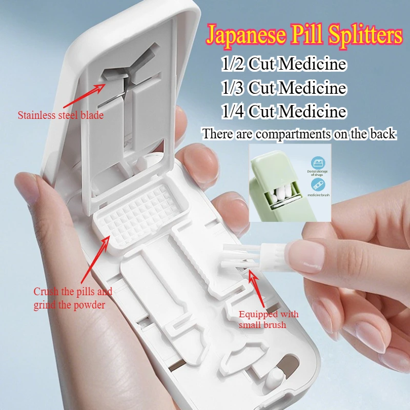 

Разветвители таблеток, портативный резак для путешествий, прецизионные футляры для лекарств, подходящие для резки всех видов таблеток с маленькими румянами