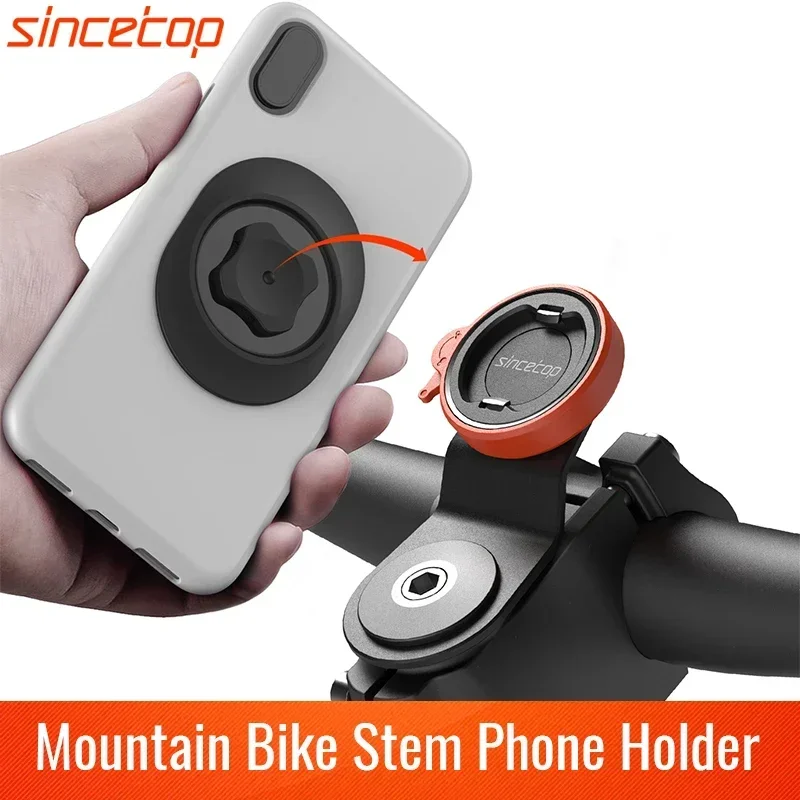 Bike Phone Holder,Bicycle Stem Cell Phone Mount,Universal Aluminum MTB/Road Bike Cycling Phone Clamp Lock,Quick Attach/Detach