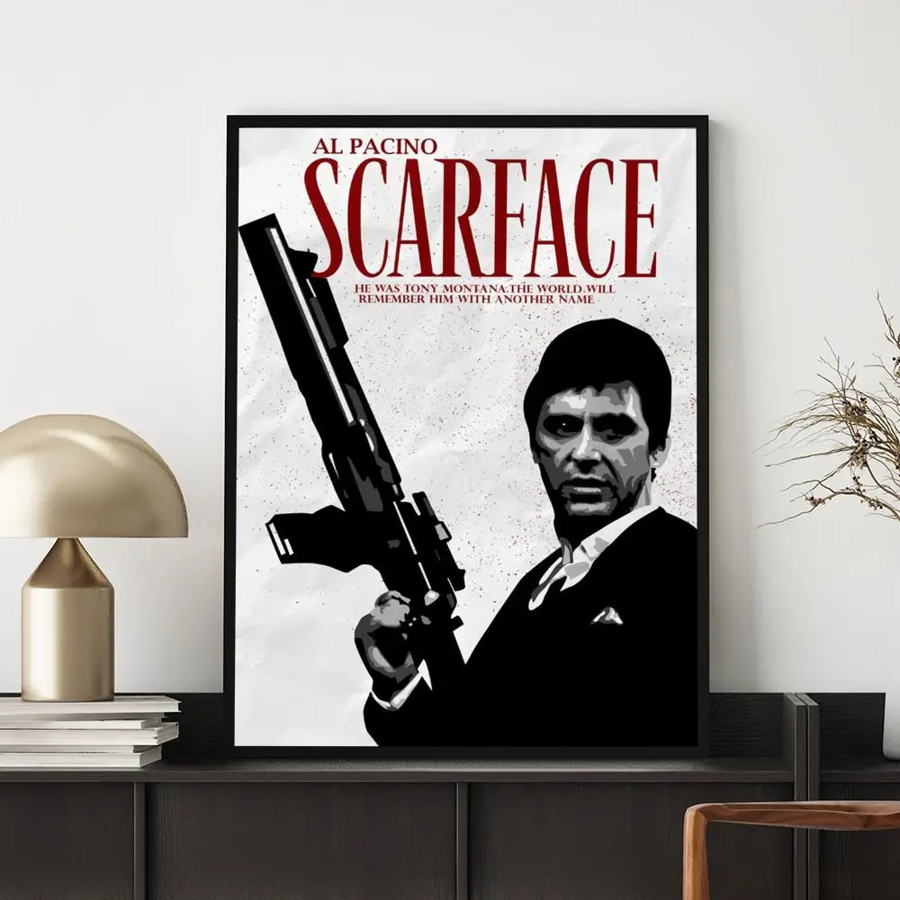 Film-S-Scarface-Poster, HD, vielseitig, wasserfest, Wanddekoration, selbstklebend, perfekt für jeden Raum und ideales Geschenk