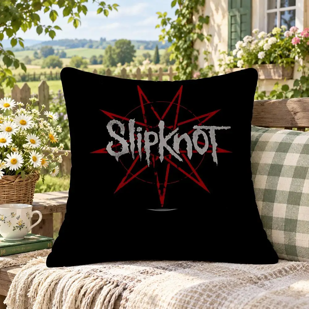 Music Metal S-Slipknot Cushion Cover Soft Short Plush Anti-Mite Sofa Bedroom Den Car Dorm Decor Gifts