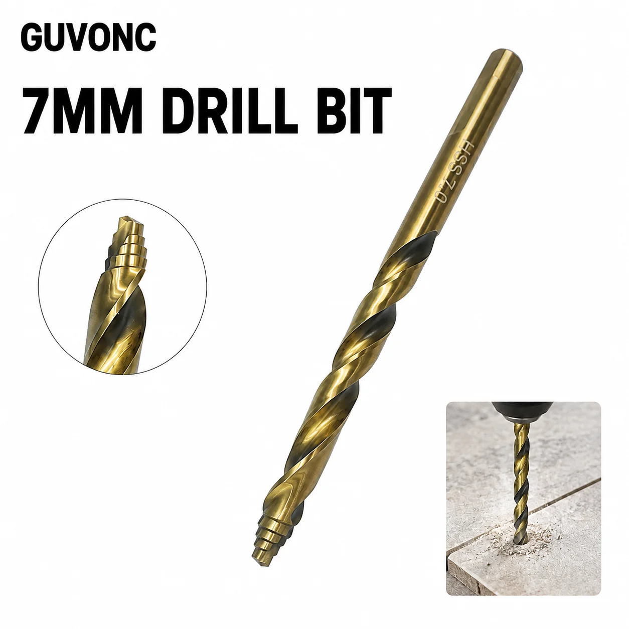 7mm HSS Twist Drill Bit, High Speed Steel Drill Bit for Metal Wood Plastic, Straight Shank Precision Drilling Tool