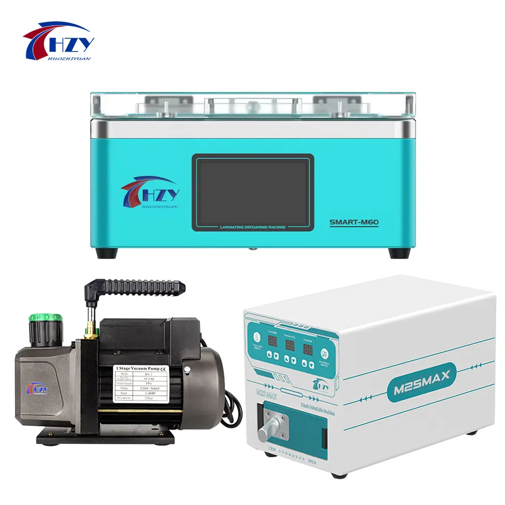

HZY Smart M60 Vacuum Oca Laminating M25Max Bubble Remove Machine and 1L Vacuum Pump 7inch Combo Kit 3 Pieces for Phone Repair