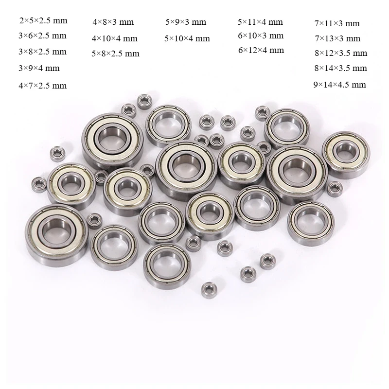 10/50pcs Small Bearings 2mm-9mm Bore 3x6x2.5 5x10x4  4x7x2.5 8x12x2.5 5x8x2.5mm  MR63 MR105 MR74 MR149 MR85 ZZ Miniature Bearing