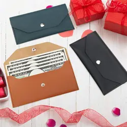 Envelope Wallet PU Leather Cash Envelope Wallet Classic Fashion Women's Wallet Ferrule Name Card Holder Gift