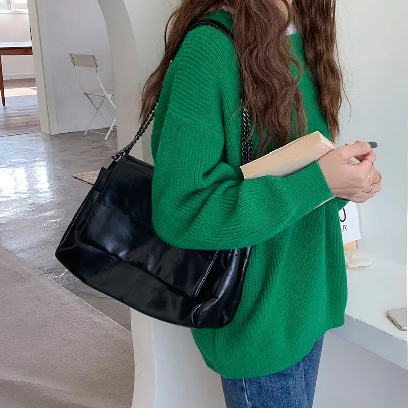 

NEW Light Luxury Brand Design Shoulder Bag Vintage Fashion Chain Bag Simple High-quality Solid Color Tote Bag