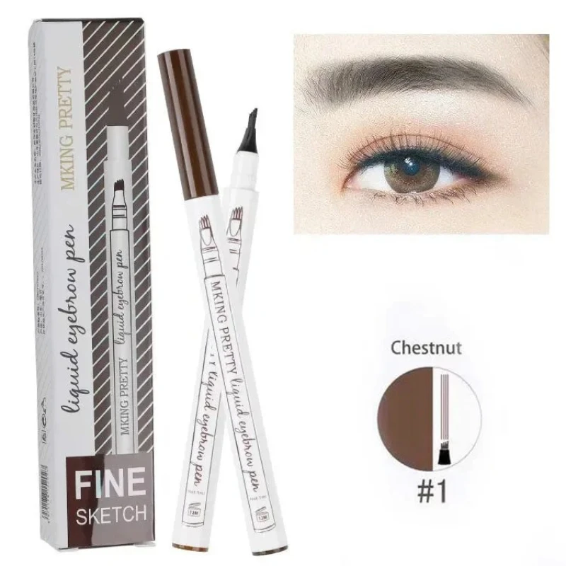 Eyebrow Pencil Women Micro-Fork Waterproof Double-headed Eyebrow Tattoo Natural Long Lasting Makeup Paint Triangle Eyebrow Pen