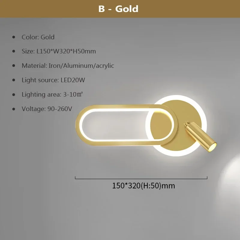 DAMIASMIL Moderne LED-Wandleuchte für Wohnzimmer, Schlafzimmer, Nachttisch, Arbeitszimmer, Treppe, Gang, minimalistische kreative Wandleuchte, Heimdekoration, Glanz 6