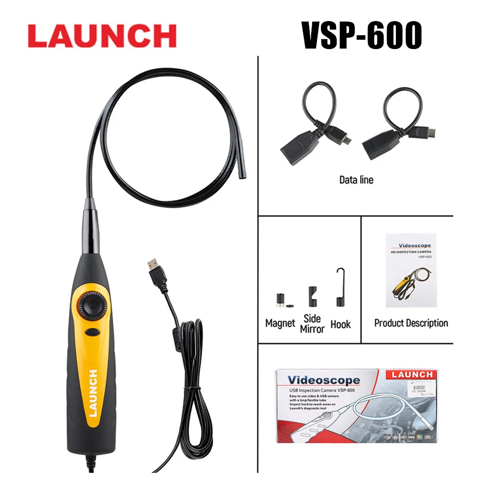 Launch VSP-600 VSP600 Inspection Camera Videoscope Borescope with 7mm USB for Viewing/ Capturing Images of Hard-to-Reach Areas