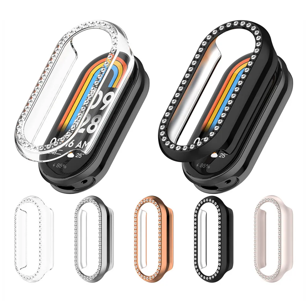 Защитный чехол для Xiaomi Band 9 9NFC, ремешок для смарт-часов с поликарбонатом, блестящий защитный бампер, корпус, аксессуары