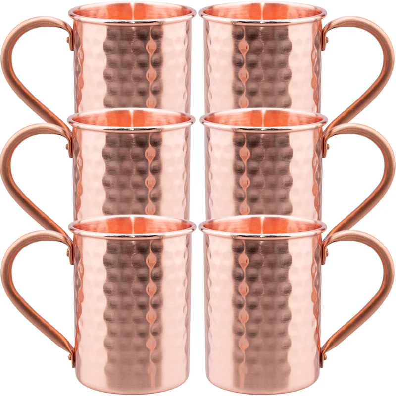 

100% Copper Moscow Mule Mug 1/2/3/4/6PCS Durable Coppery Beer Mugs Coffee Mug Milk Cup Pure Copper Bar Cup Drinkware