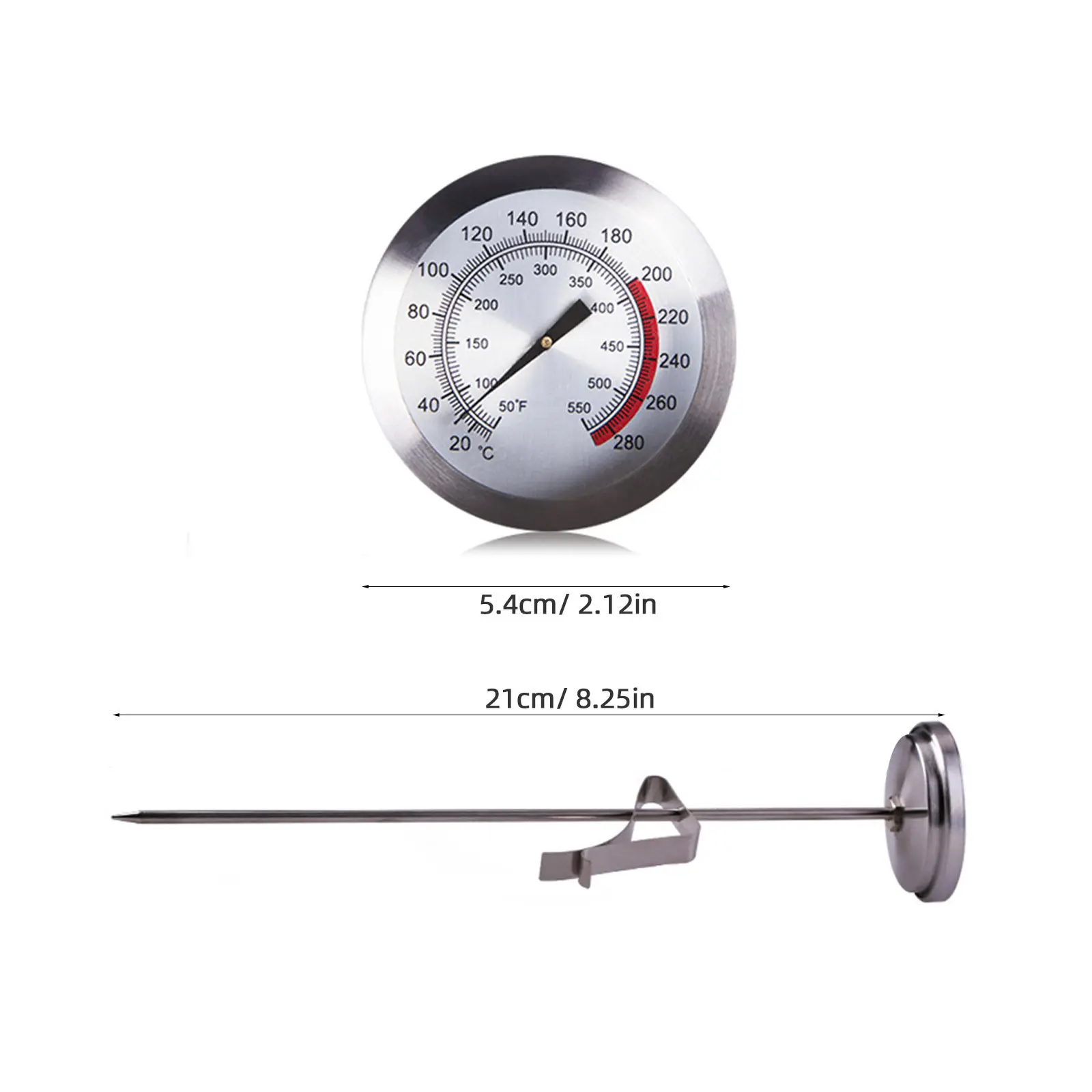 1Pcs Kitchen Thermometer Food Temperature Gauge 23Cm Stainless Steel Clip Bbq Meat Cooking Baking Tool for Household