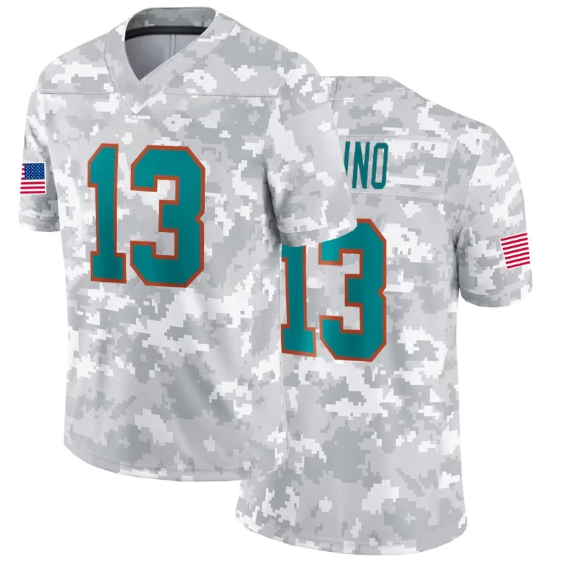 Men's #13 Camo American Football Jersey Miami Embroidered Dolphins Sports Top Breathable Rugby Jersey for Training & Competition