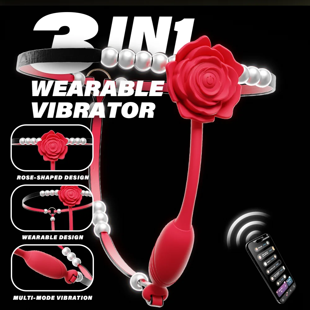 Rose Pearl Thong Panty Wearable Vibrator Dildo Adult Sex Toy Vibration Modes G-Spot Clit Stimulation Couples Sex Toys & Vibrator
