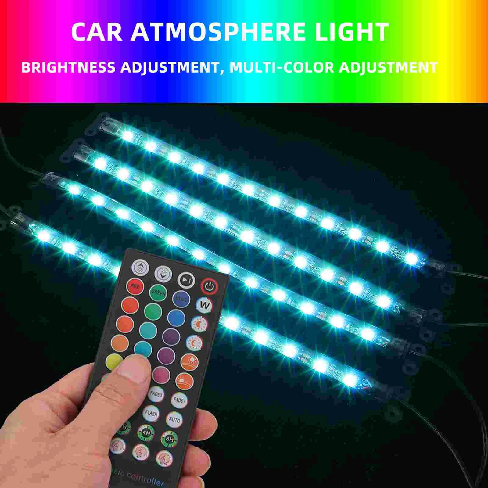 LED Car Interior Light Bar Remote Control App Adjustable-72led One to Four Lights inside for Decoration Plastic Auto