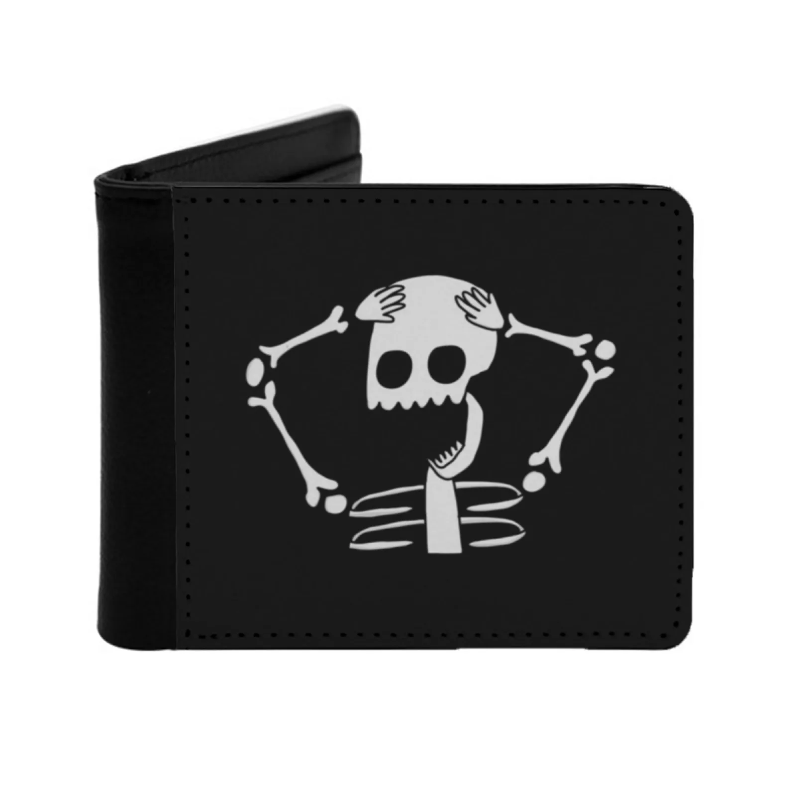 Funky Skeleton Friend กระเป๋าสตางค์หนังผู้ชายบัตรเครดิต/Id ผู้ถือแทรกเงินกระเป๋าชายสั้นกระดูกโครงกระดูกฮาโลวีน