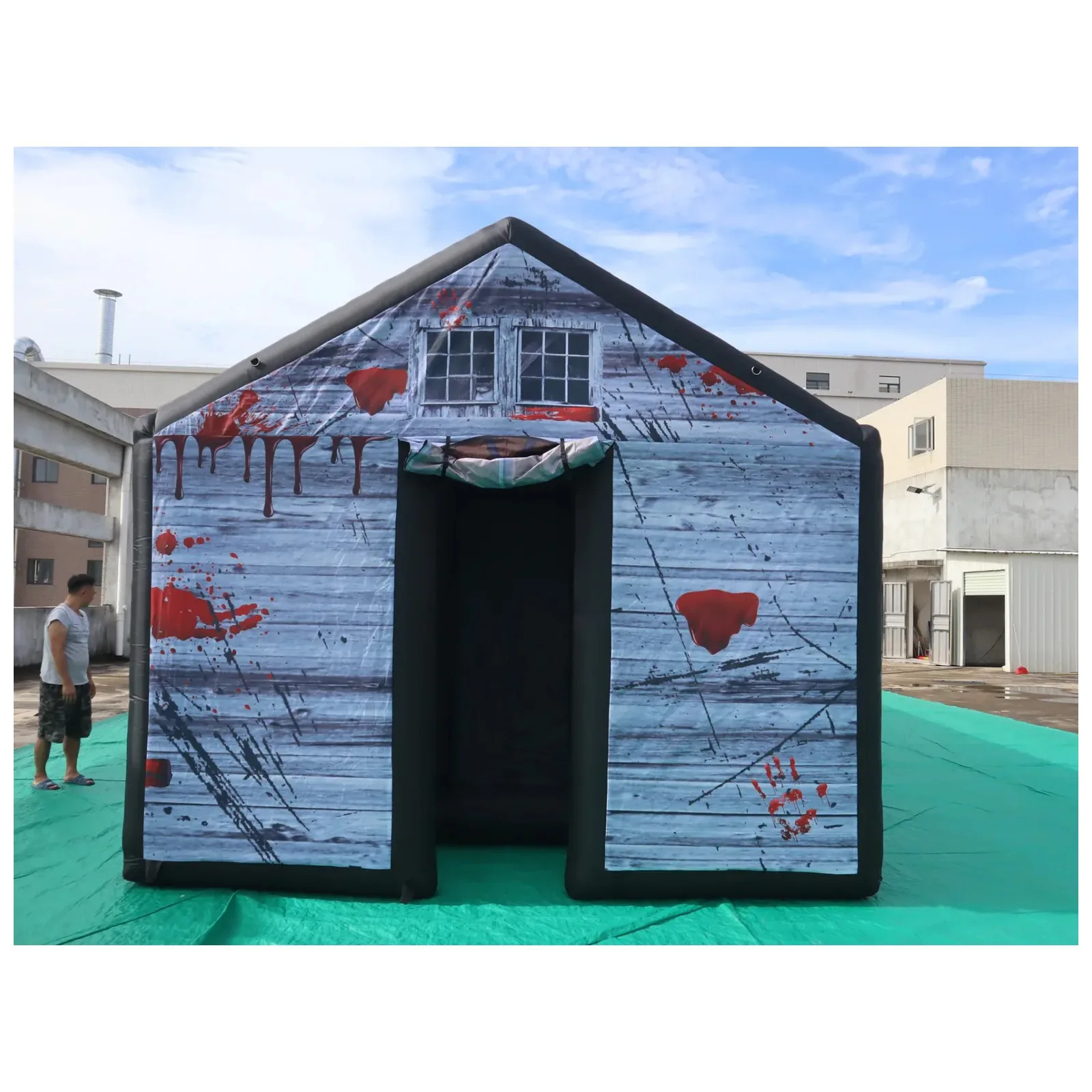Commercial Gray Blood Open Top Gable Front Inflatable Maze 4X12m 13X39ft with Blower Rental Challenge Outdoor Party Events