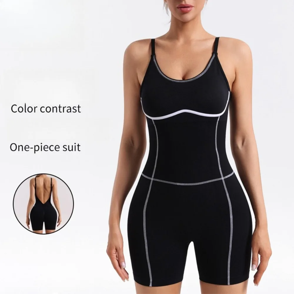 

Women Solid Color Seamless Yoga Jumpsuit Gym Jumpsuits Clothing Yoga Bodysuit Sexy Backless Tight One-piece Design